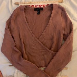 Mauve cropped  surpliced top